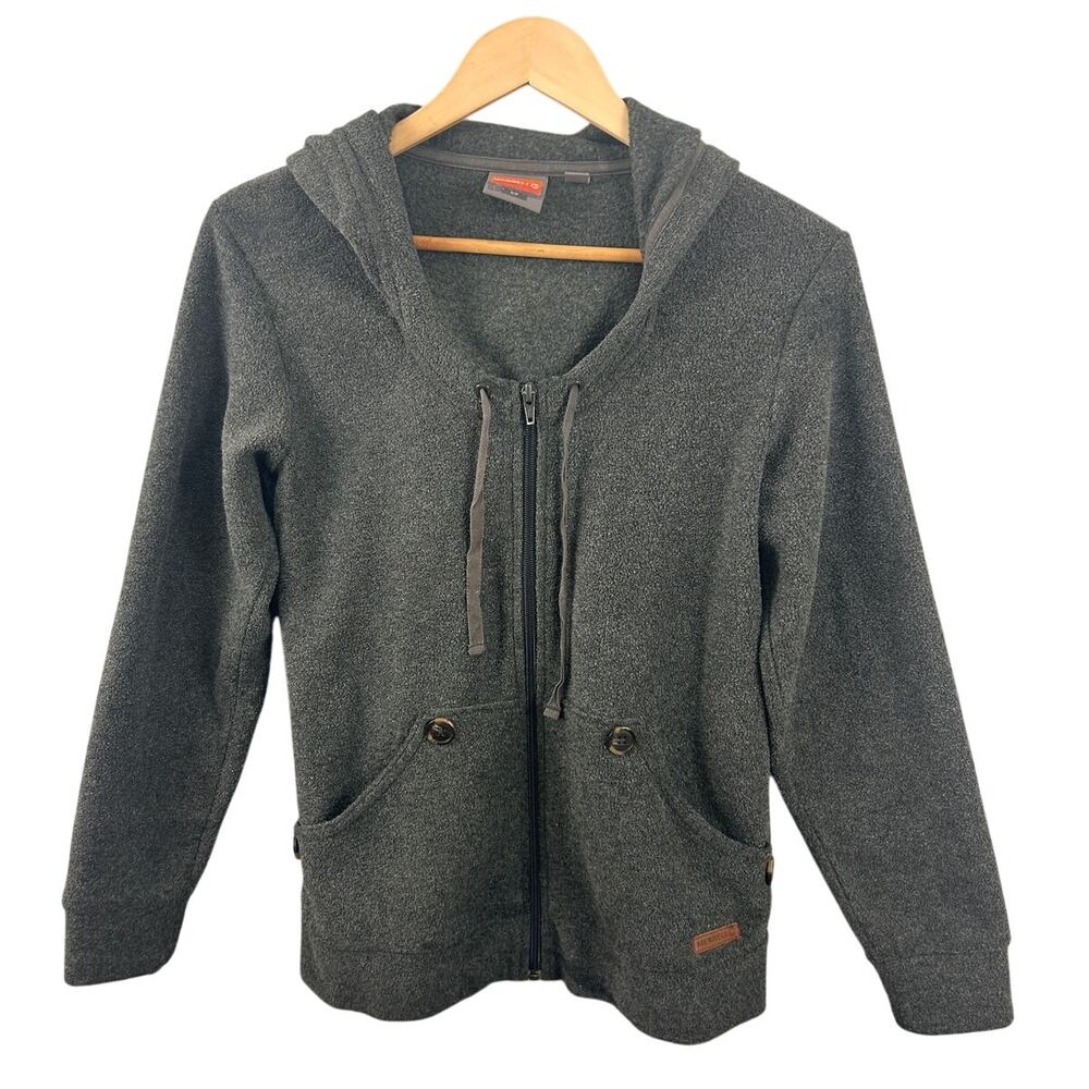 Merrell Womens Charcoal Gray Full Zip Fleece Hoodie Jacket Small Outdoor Hiking